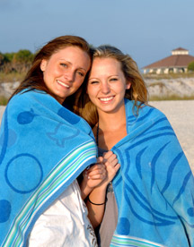 women on beach